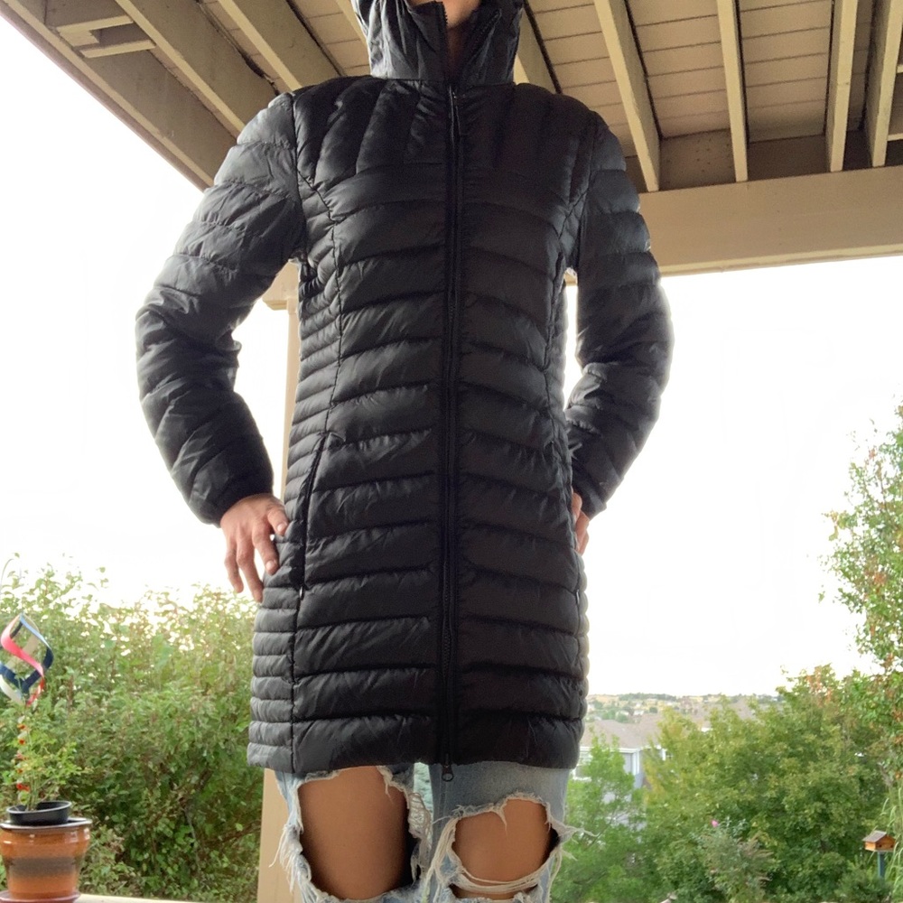 Long black puffer jacket